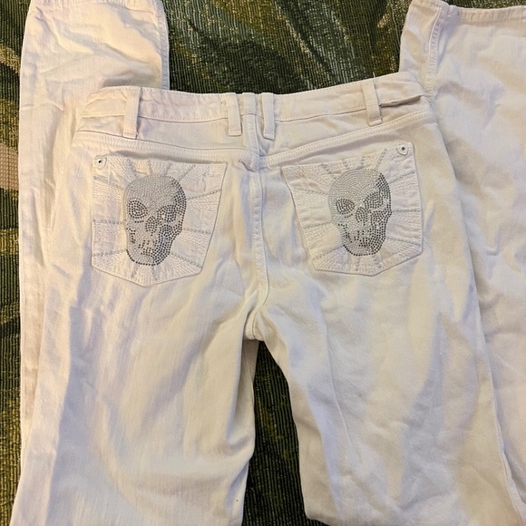 Vintage y2k J & co rhinestone jeans- white low rise - Picture 1 of 4